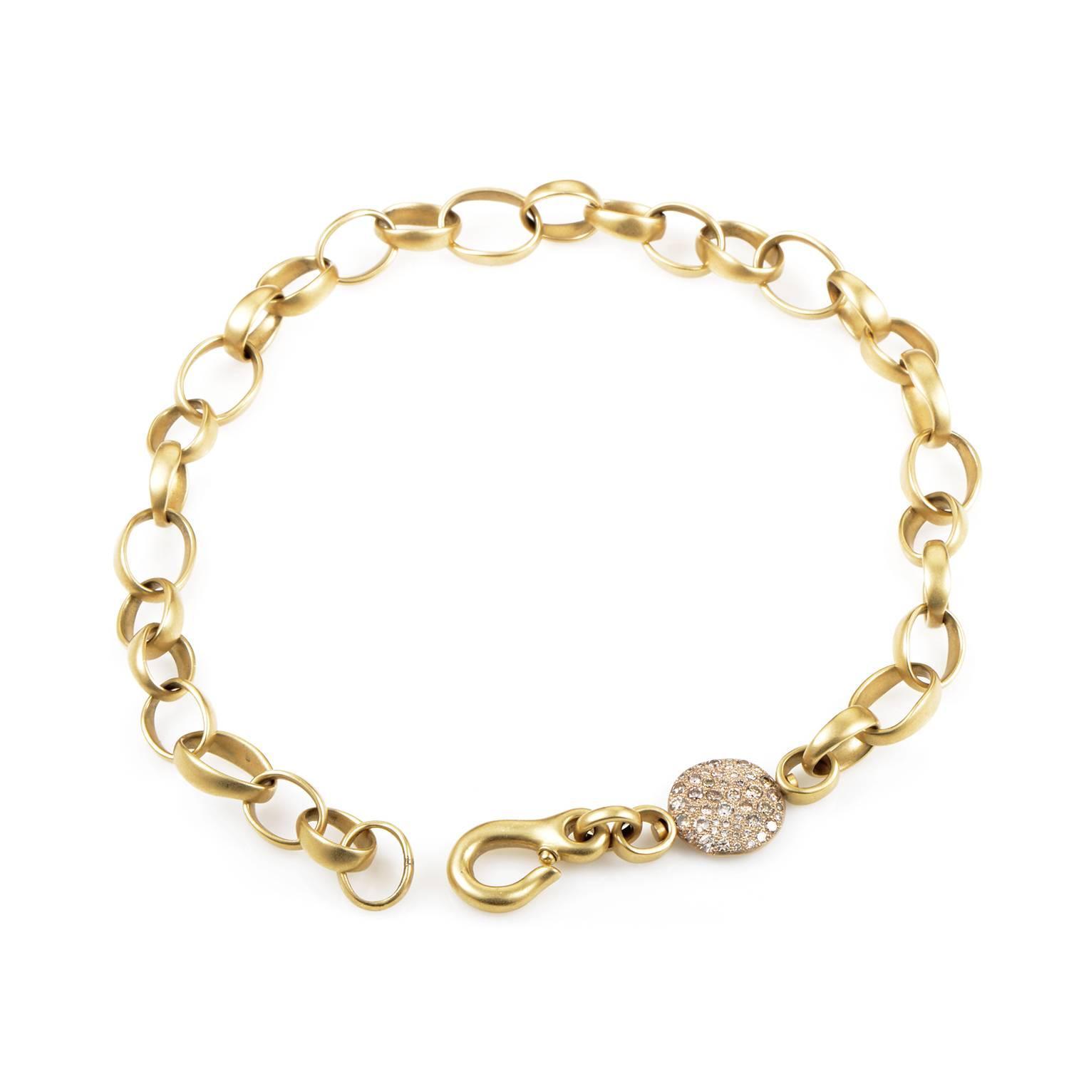 Pomellato Sabbia Yellow Gold Brown Diamond Pave Link Necklace at 1stdibs