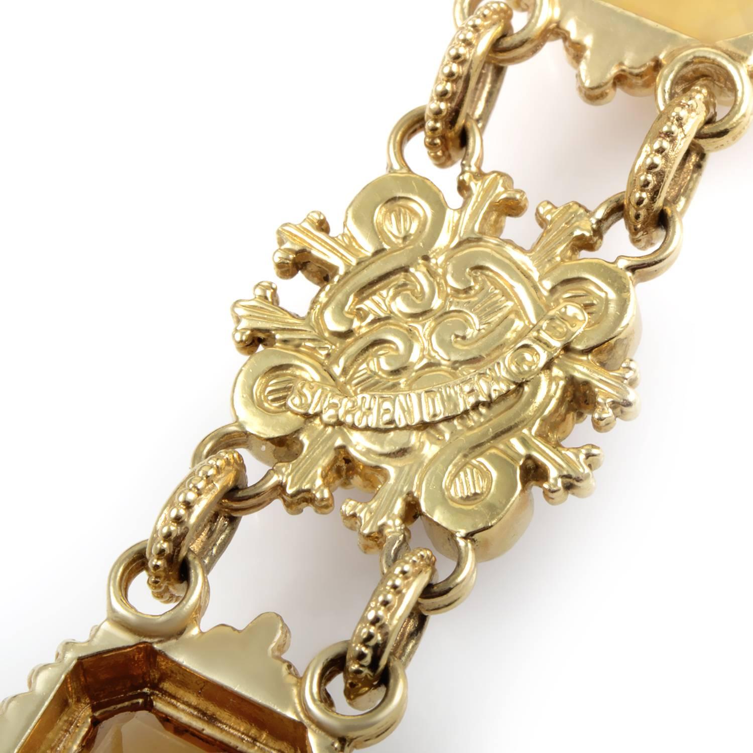Women's Stephen Dweck Citrine Garnet Gold Toggle Bracelet