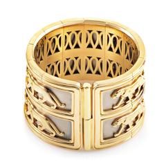 Cartier Panthere Multi-Tone Gold Two Row Bangle Bracelet