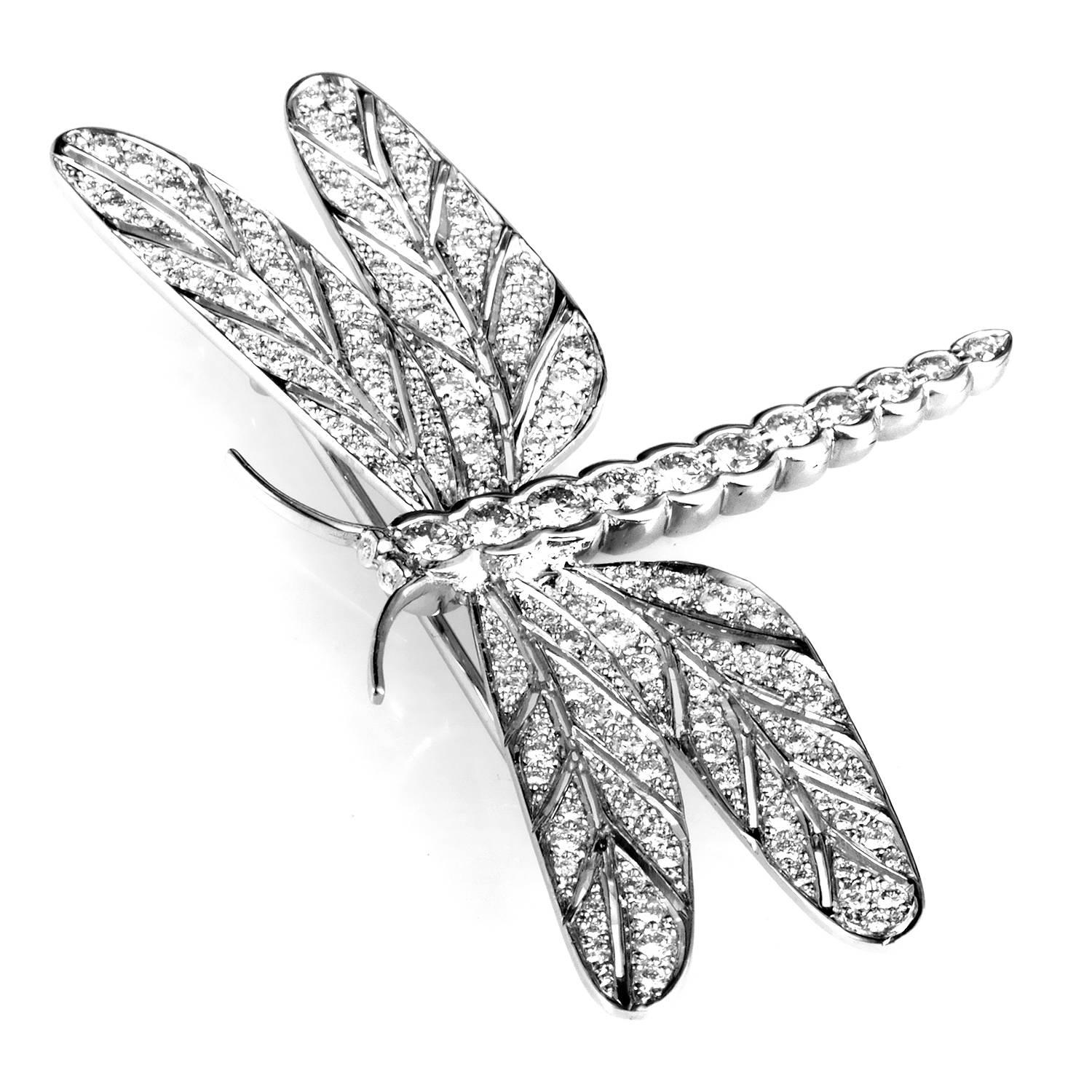 An extraordinarily accurate and artistically brilliant depiction of a butterfly, this brooch from E. Wolfe & Co. is a magnificent interpretation of one of the nature’s most graceful creations, designed in elegant 18K white gold adorned with a