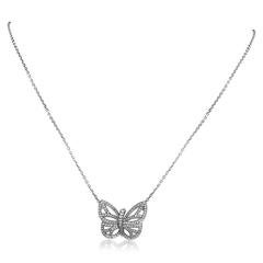 Van Cleef & Arpels White Gold Openwork Butterfly Pendant Necklace