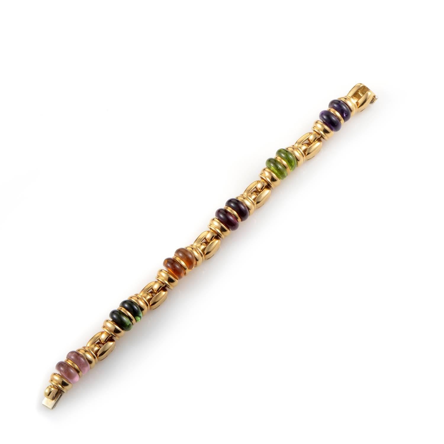 Bulgari Multi-Gemstone Gold Bracelet In Excellent Condition In Southampton, PA