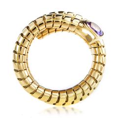 Bulgari Tubogas Amethyst Gold Snake Ring