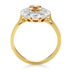 Garrard Orange and White Diamond Multi-Color Gold Flower Ring