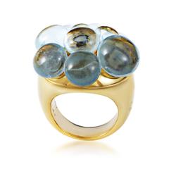 Pomellato Aquamarine Gold Cluster Ring
