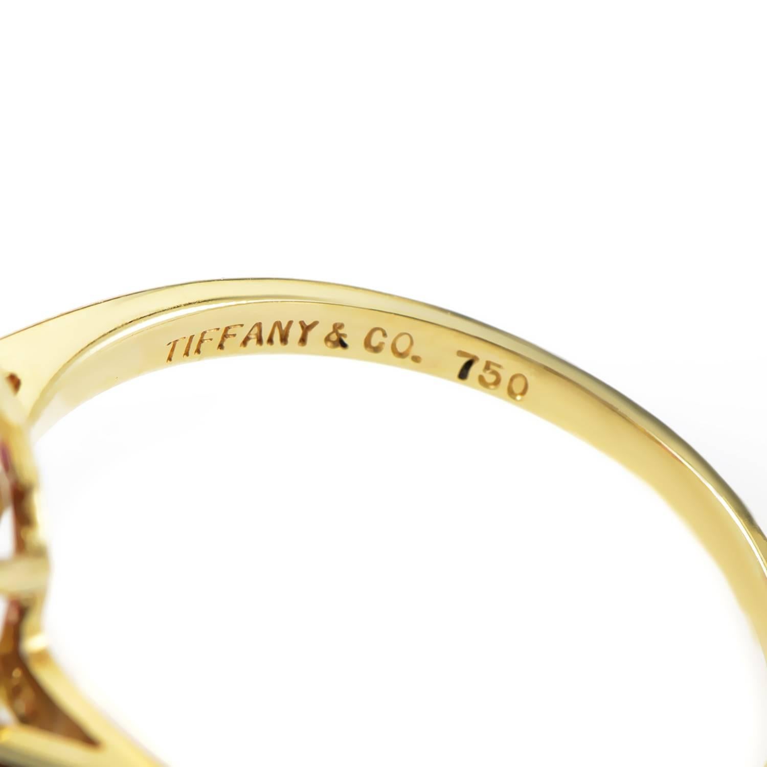 Women's Tiffany & Co. Ruby Diamond Gold Flower Ring