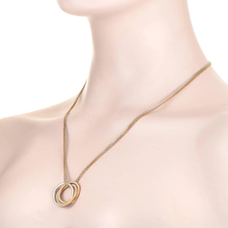 Cartier Trinity Diamond Tri Gold Pendant Necklace