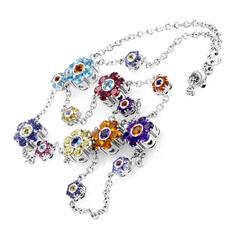Pasquale Bruni Fiori Multi-Gemstone Gold Floral Necklace
