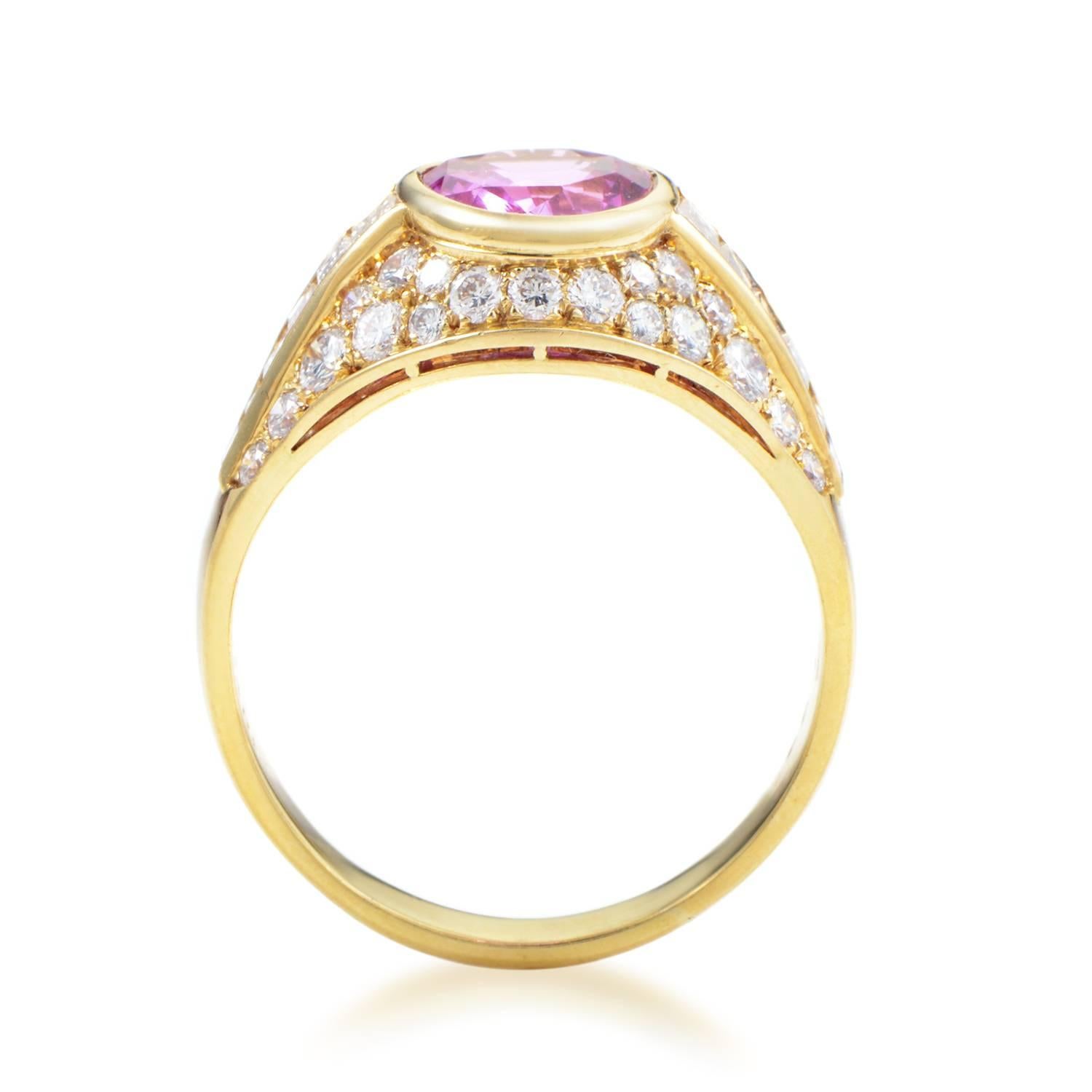Bulgari Ceylon Pink Sapphire Diamond Gold Ring In Excellent Condition In Southampton, PA