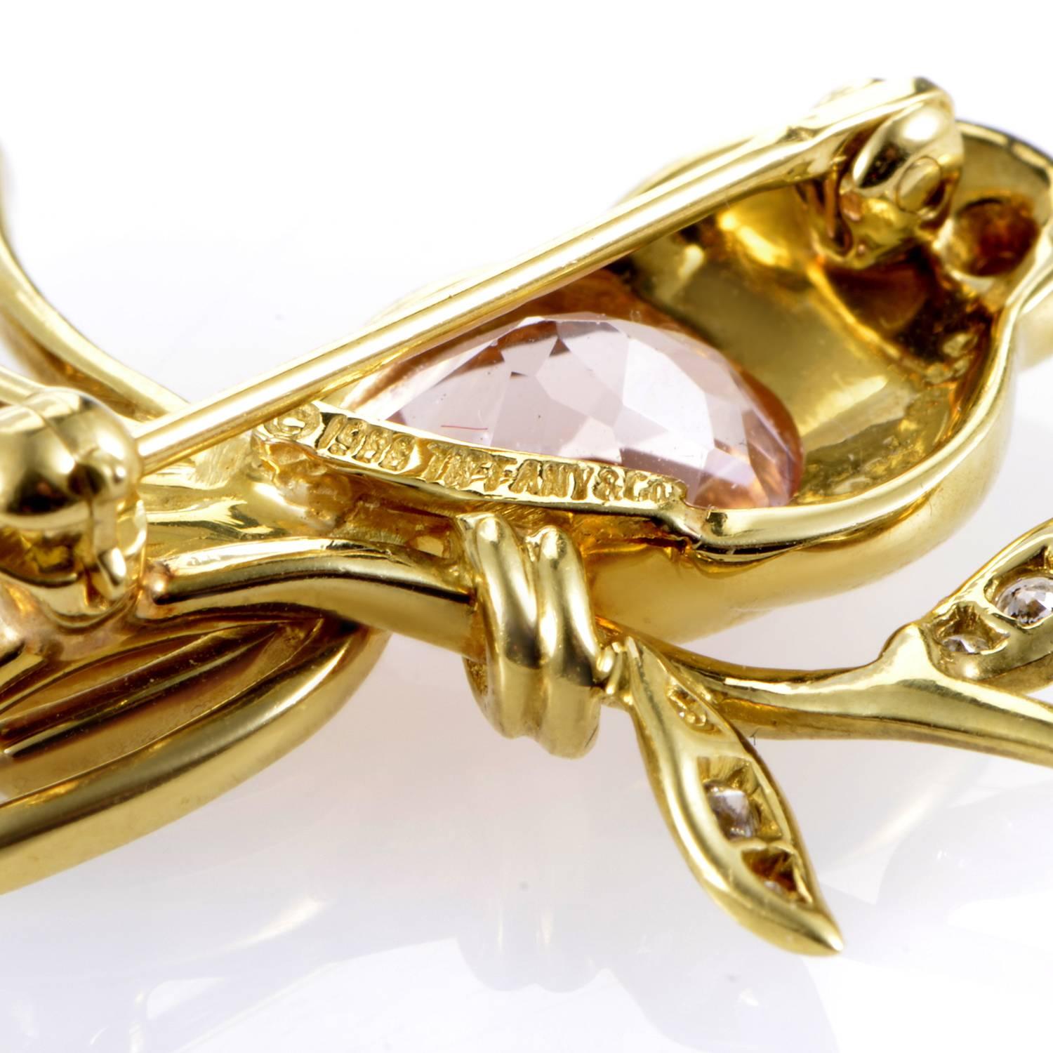Tiffany & Co. Kunzit-Diamant-Gold-Vogel-Brosche im Zustand „Hervorragend“ in Southampton, PA