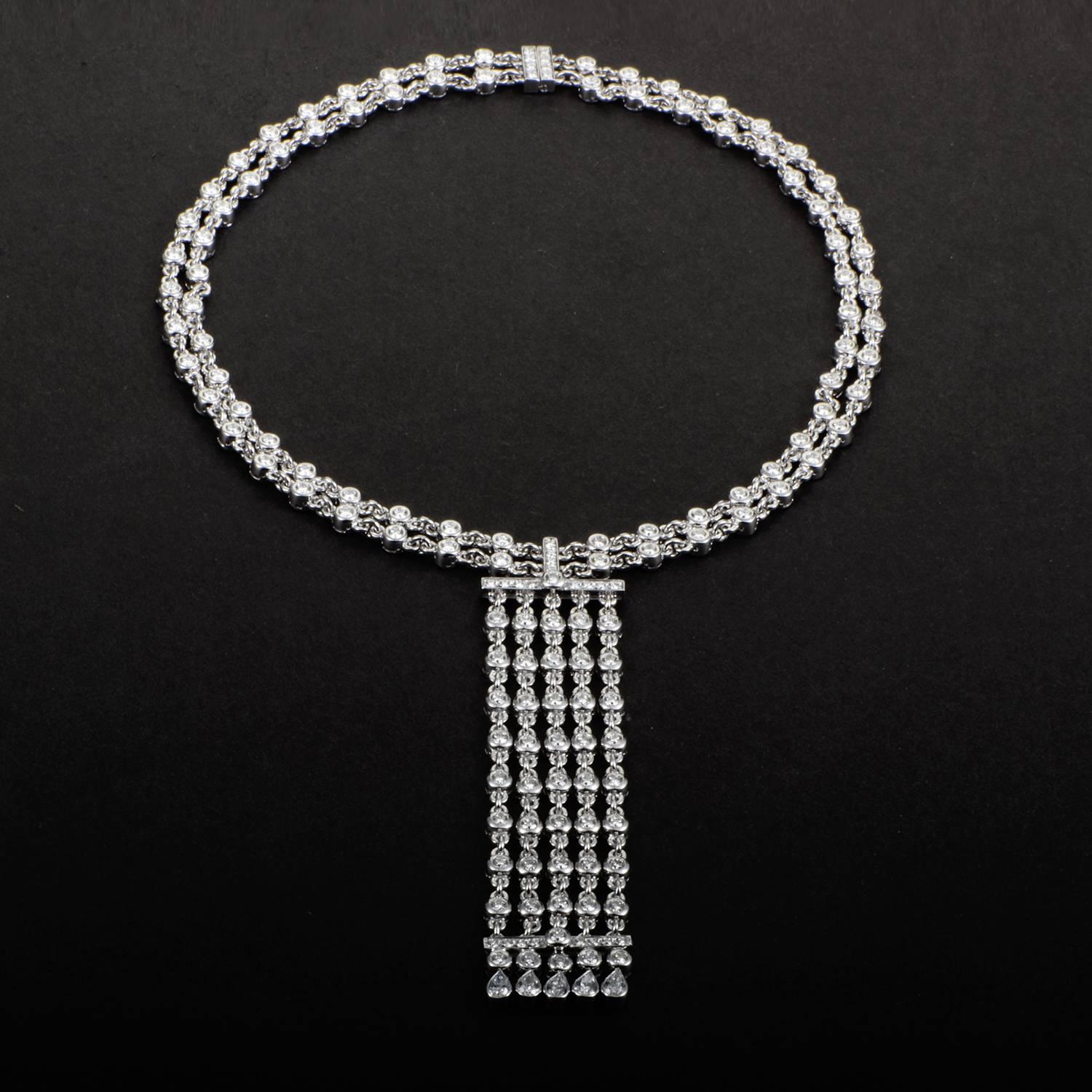 Graff Diamond Platinum Choker Pendant Necklace 1