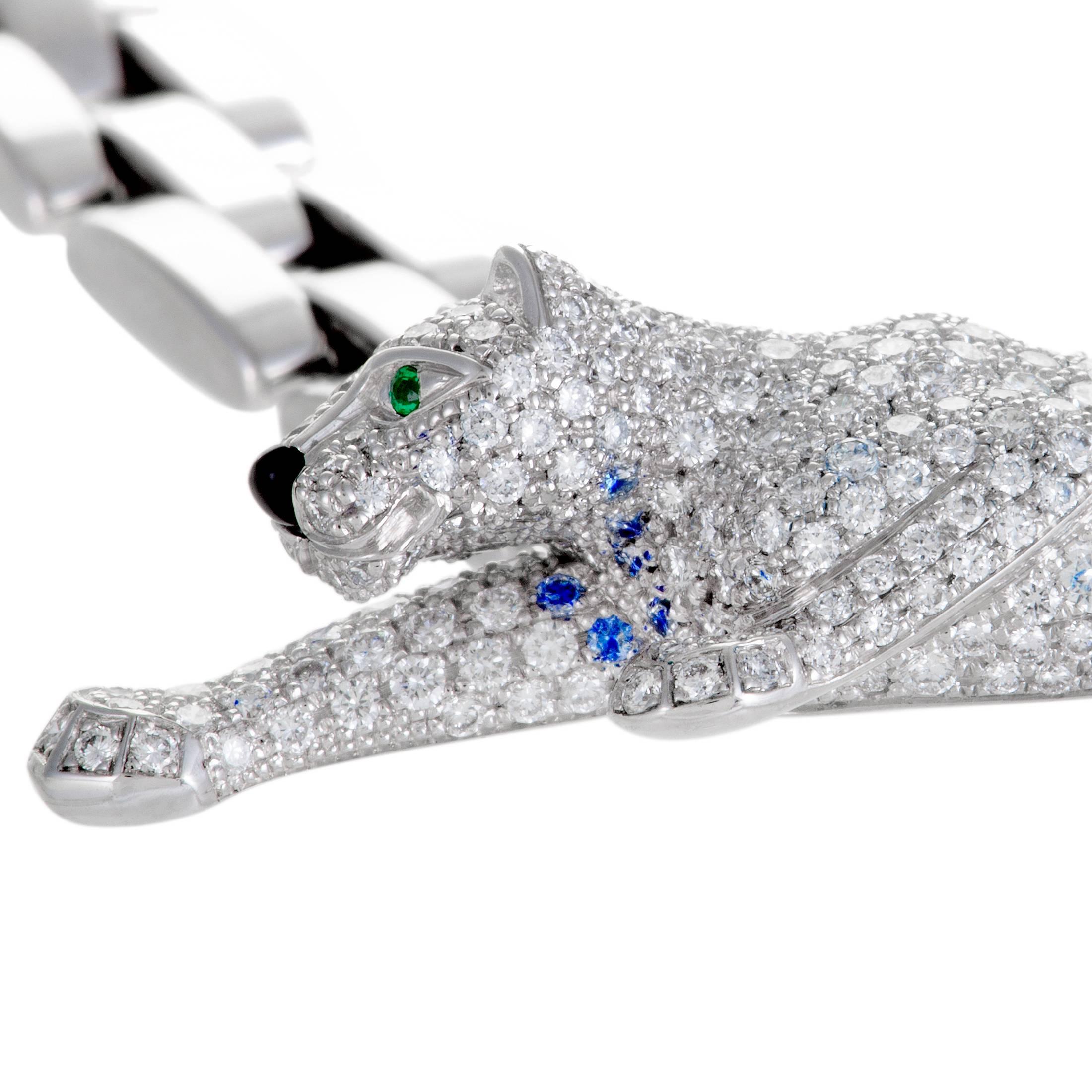 Cartier Maillon Panthere Diamond Emerald and Onyx Collar Necklace In Excellent Condition In Southampton, PA