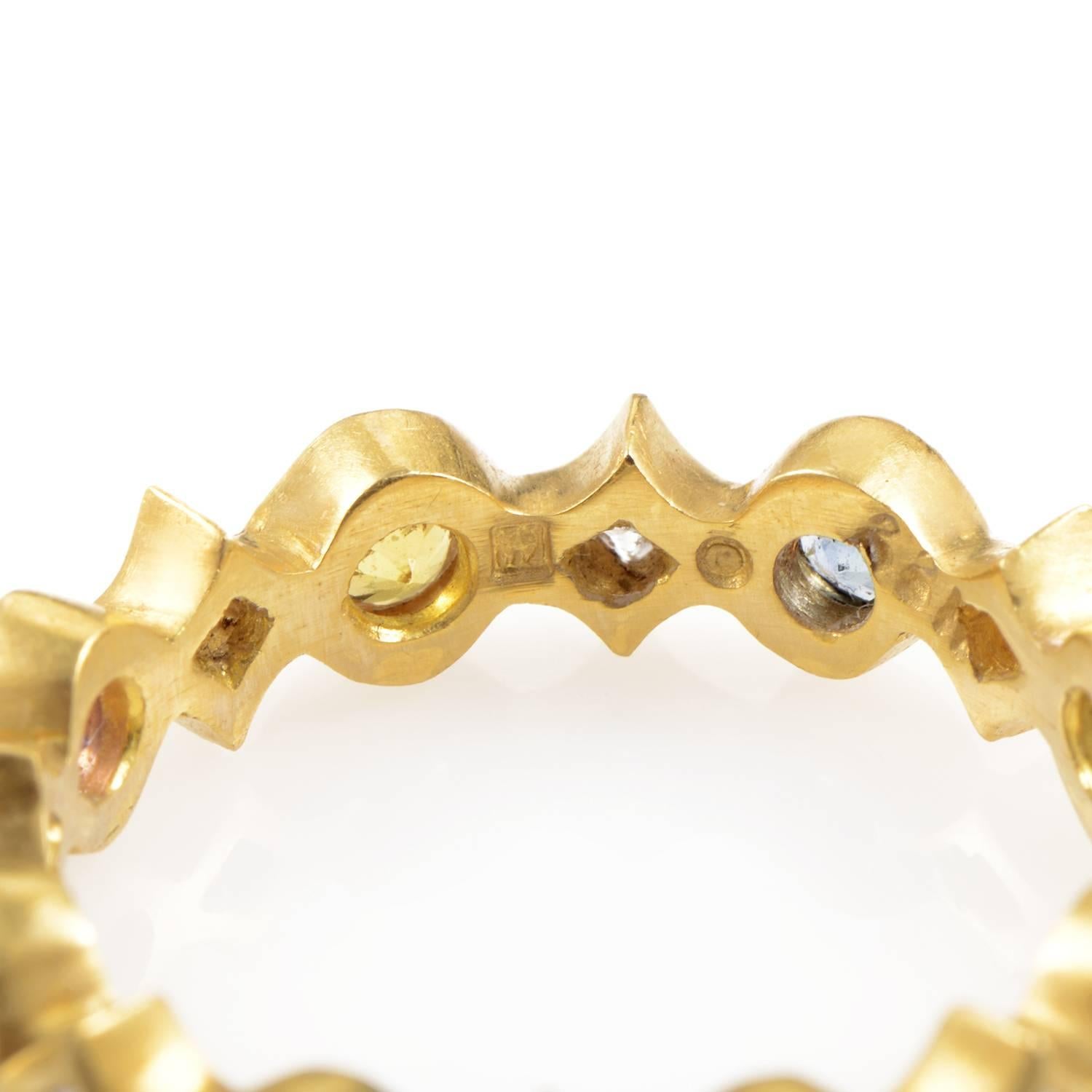 Women's Cathy Waterman Multi-Sapphire Diamond Gold Band Ring