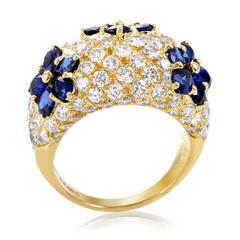 Graff Sapphire Diamond Gold Flowers Band Ring