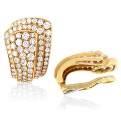 Van Cleef & Arpels Diamond Pave Gold Clip-on Earrings