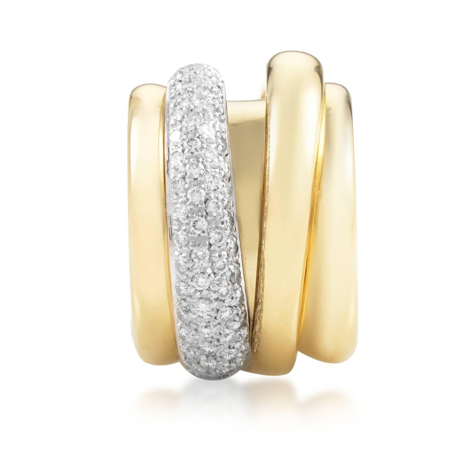 Pomellato Diamond Multicolor Gold Rotating Band Ring In Excellent Condition In Southampton, PA