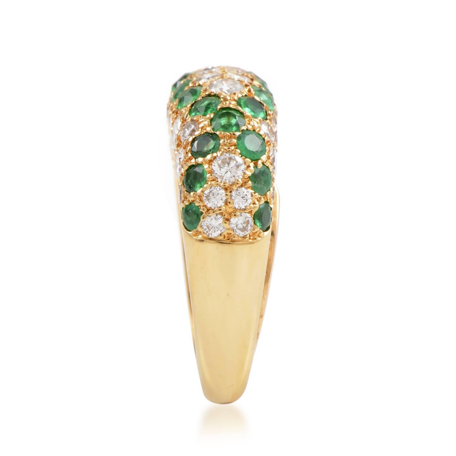 Boucheron Emerald Diamond Gold Paved Band Ring In Excellent Condition In Southampton, PA