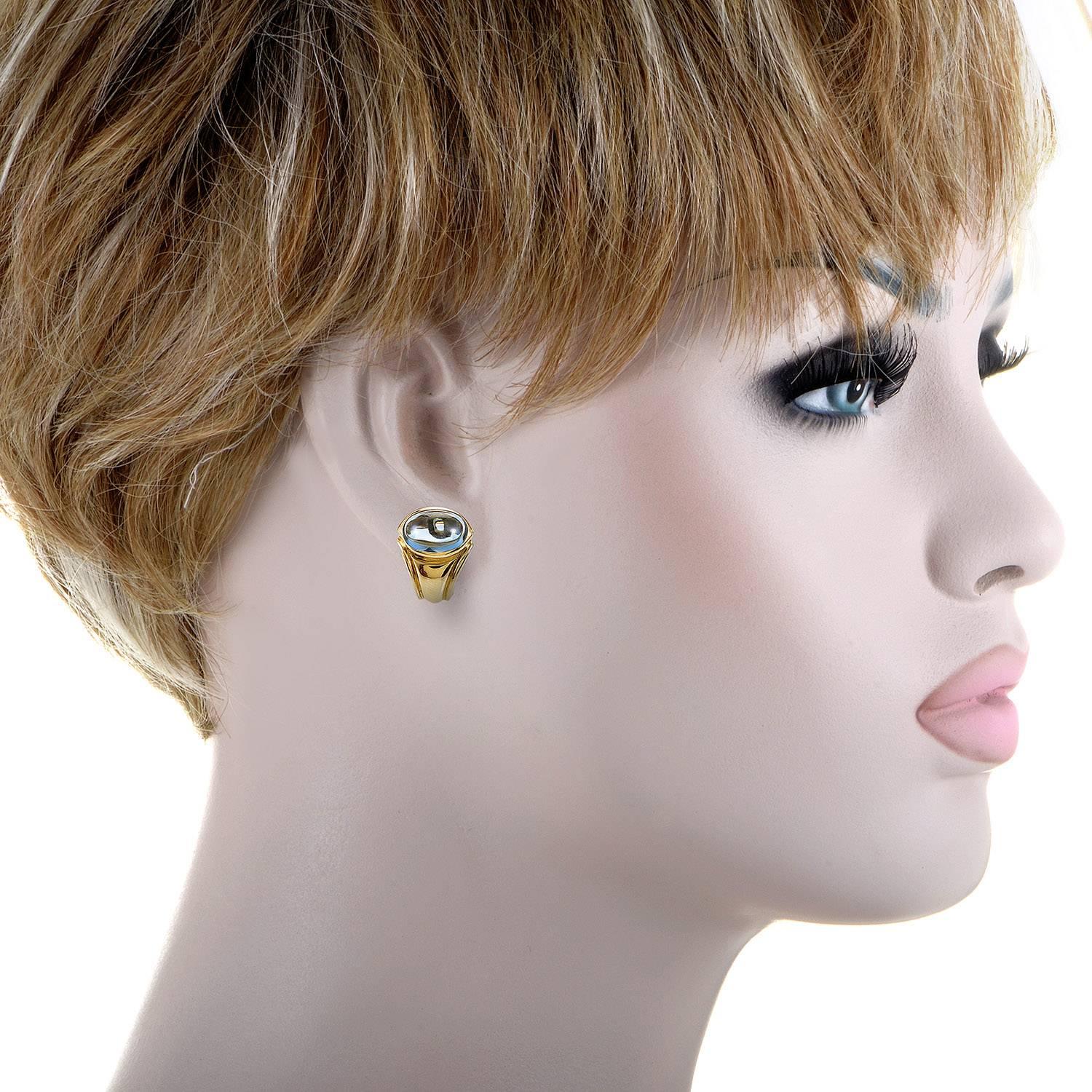 Women's Bulgari Aquamarine Gold Clip-on Earrings