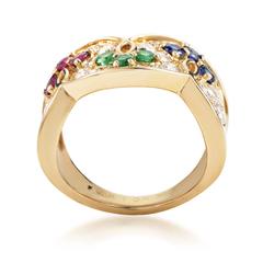 Dior Precious Gemstone Pave Gold Band Ring