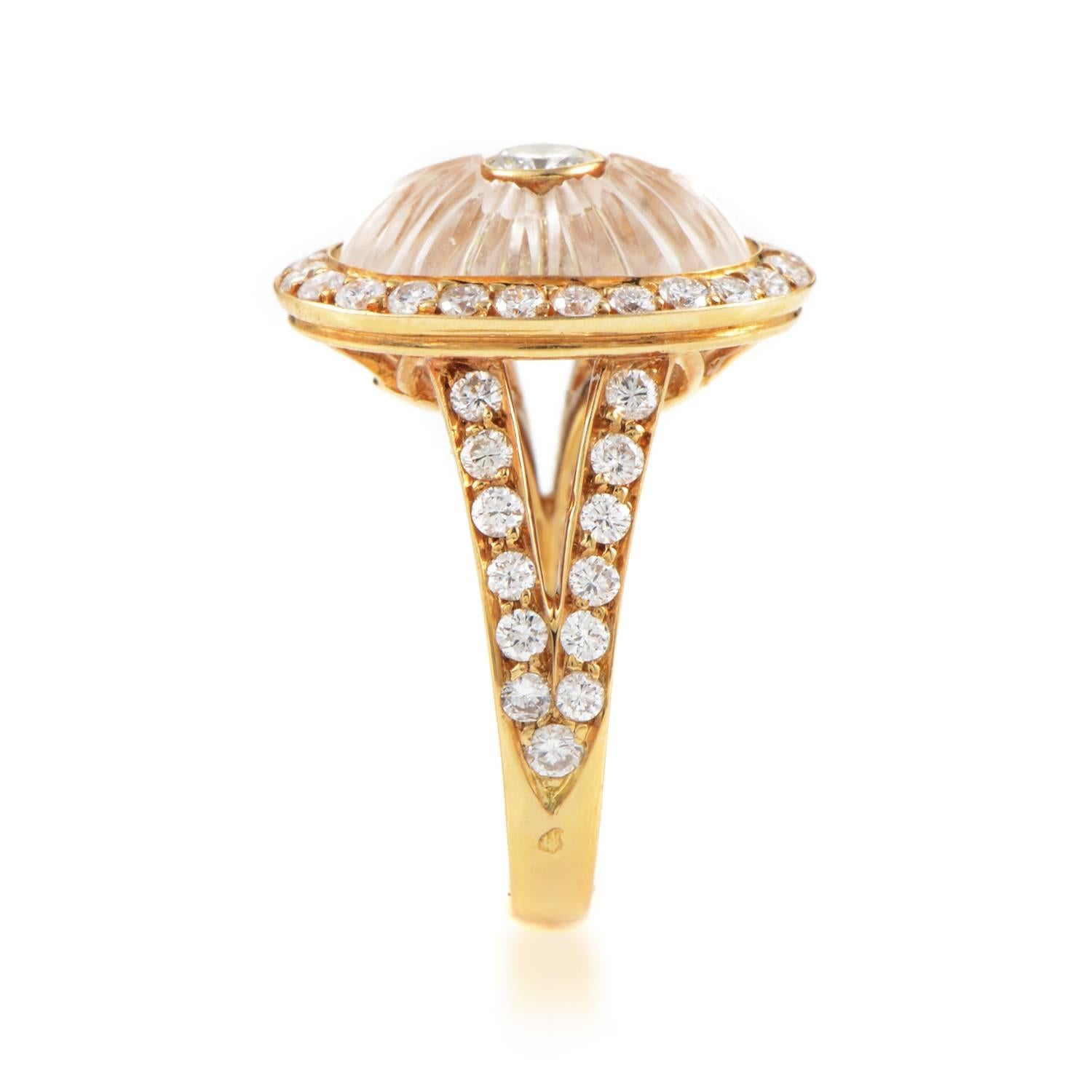 Boucheron White Crystal Diamond Gold Ring In Excellent Condition In Southampton, PA