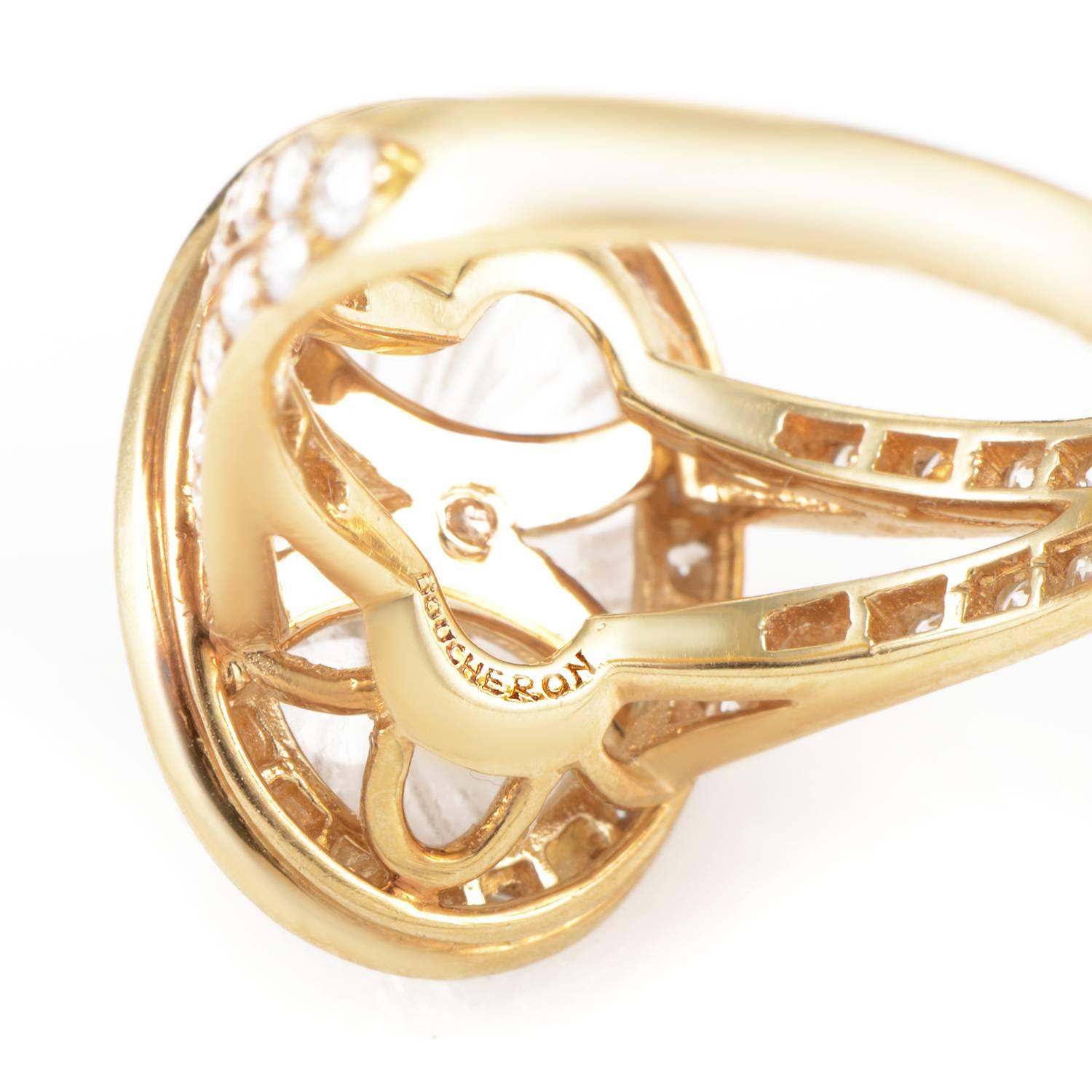 Boucheron White Crystal Diamond Gold Ring 1