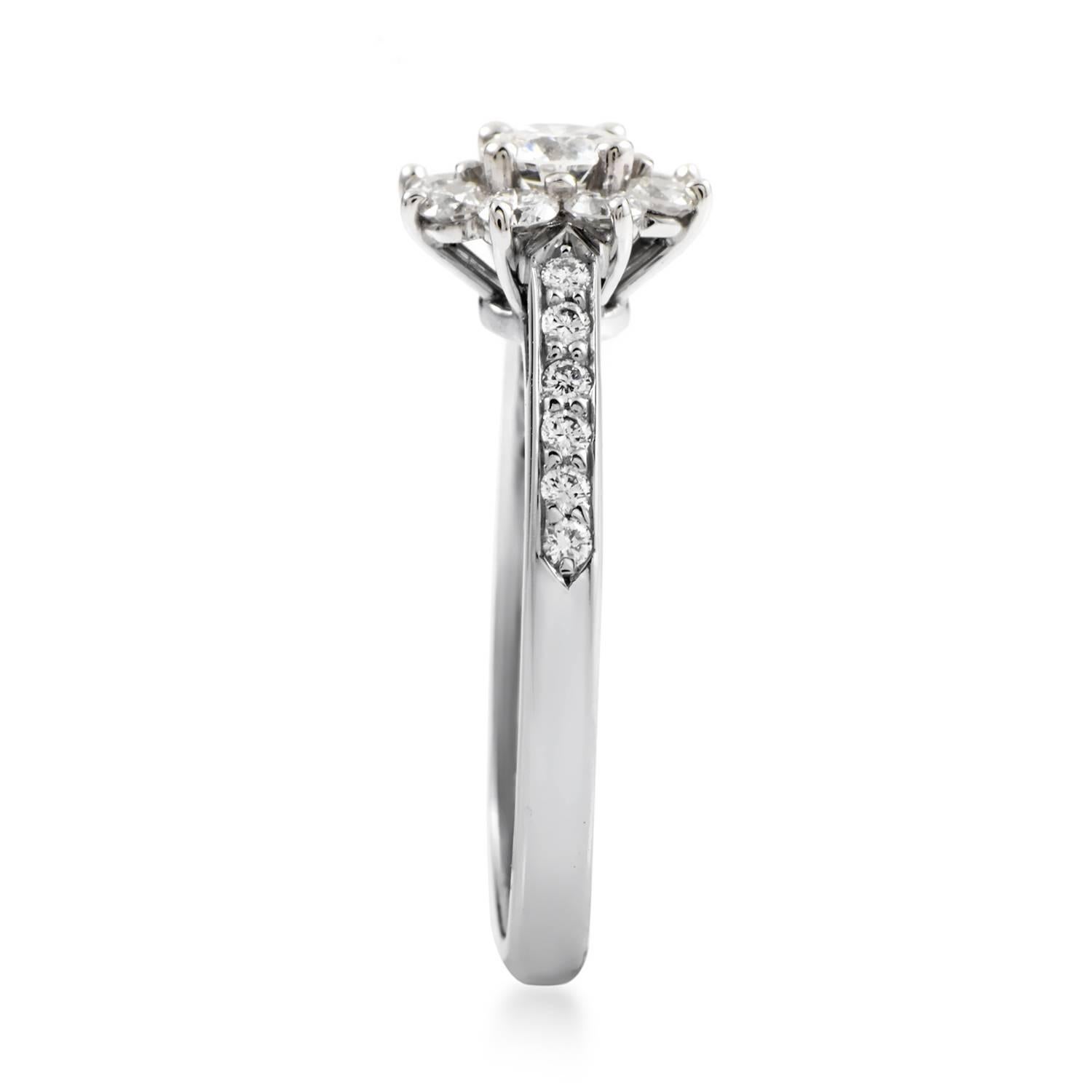 Tiffany & Co. Diamond Platinum Flower Ring In Excellent Condition In Southampton, PA