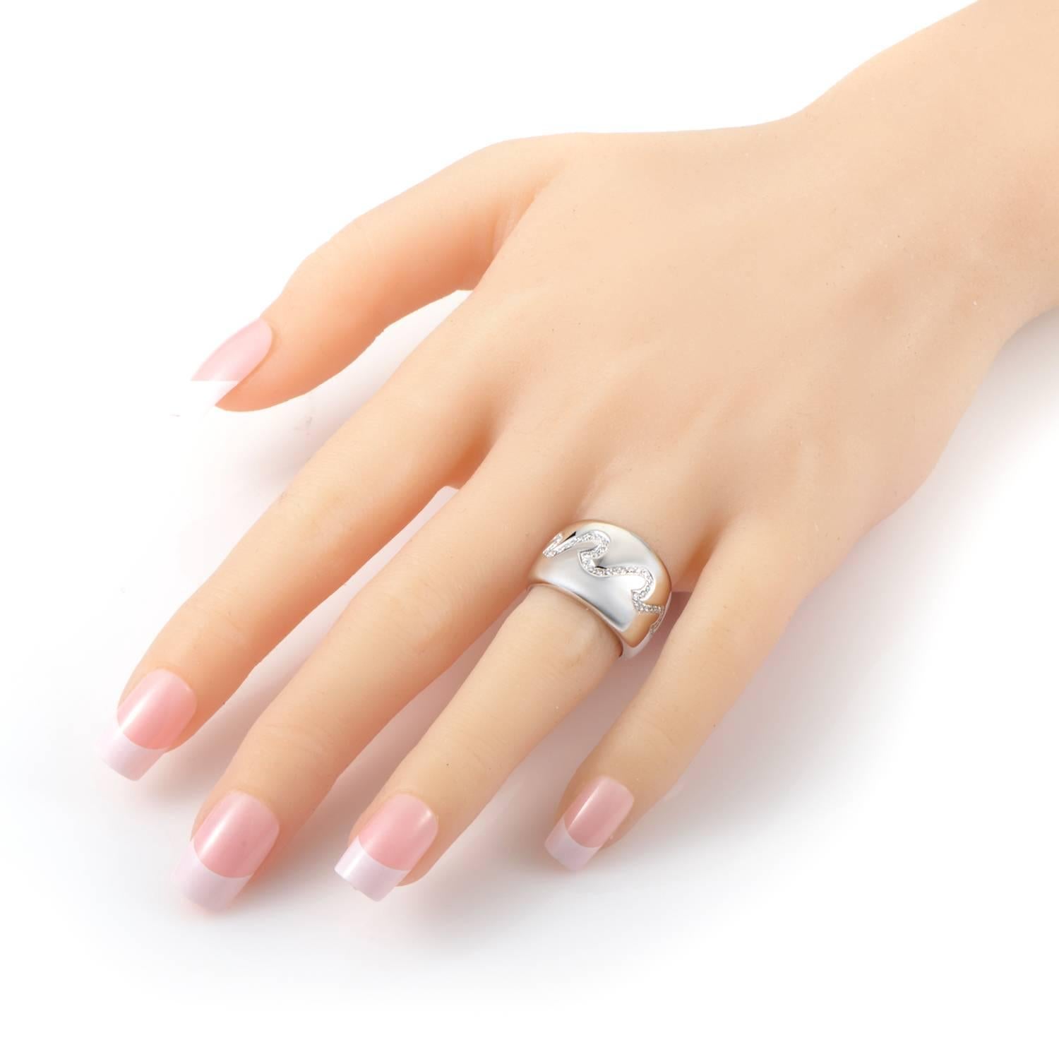 Women's Van Cleef & Arpels Diamond White Gold Wave Band Ring