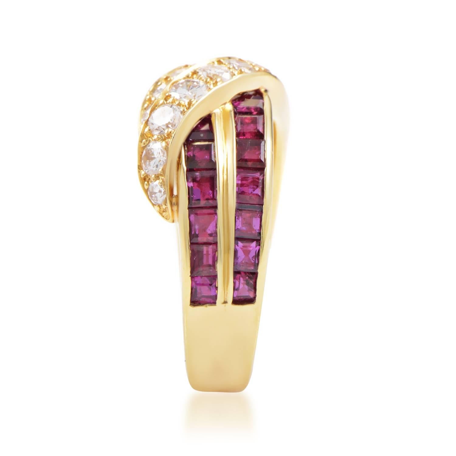 Van Cleef & Arpels Ruby Diamond Gold Band Ring In Excellent Condition In Southampton, PA