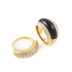 Van Cleef & Arpels Onyx Insert Diamond Pave Gold Band Ring