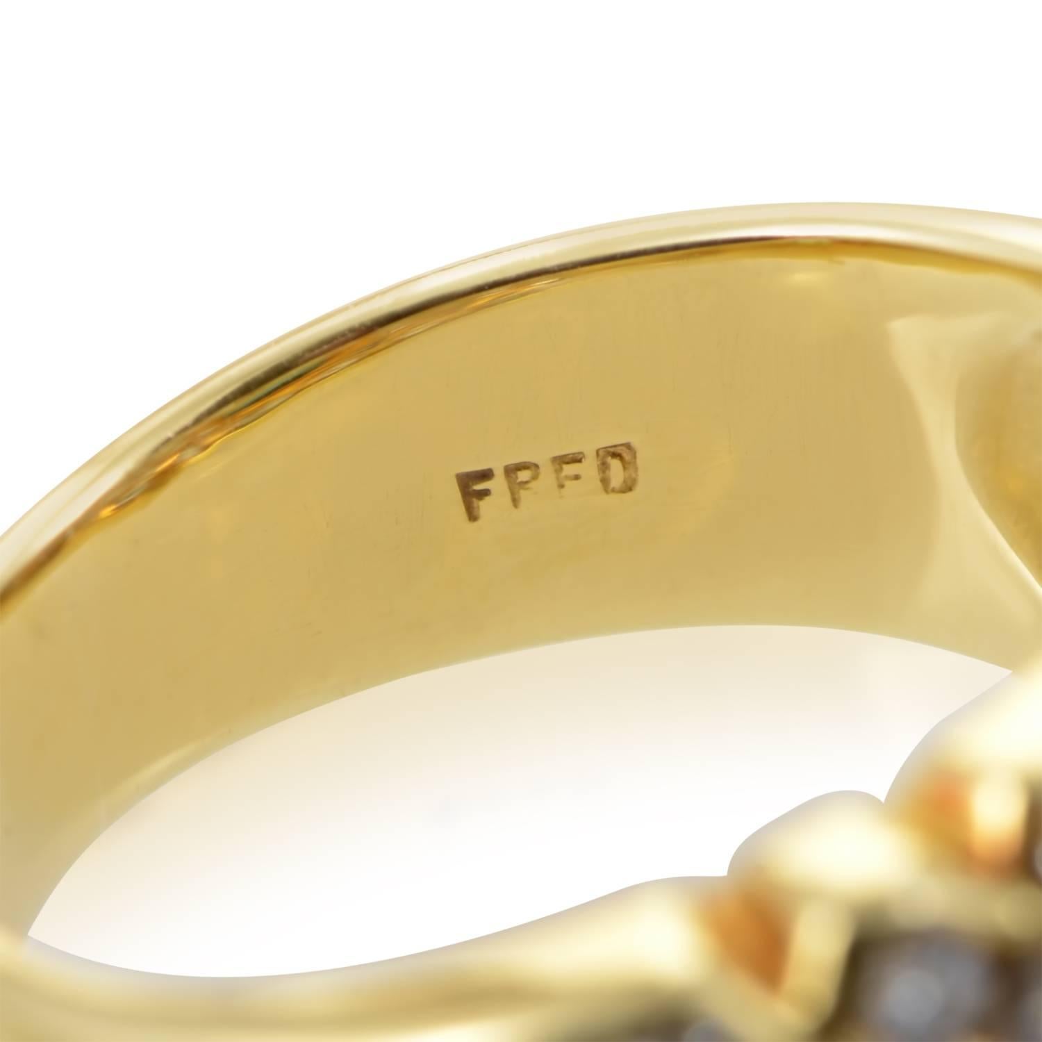 Fred of Paris Emerald Diamond Gold Band Ring 1