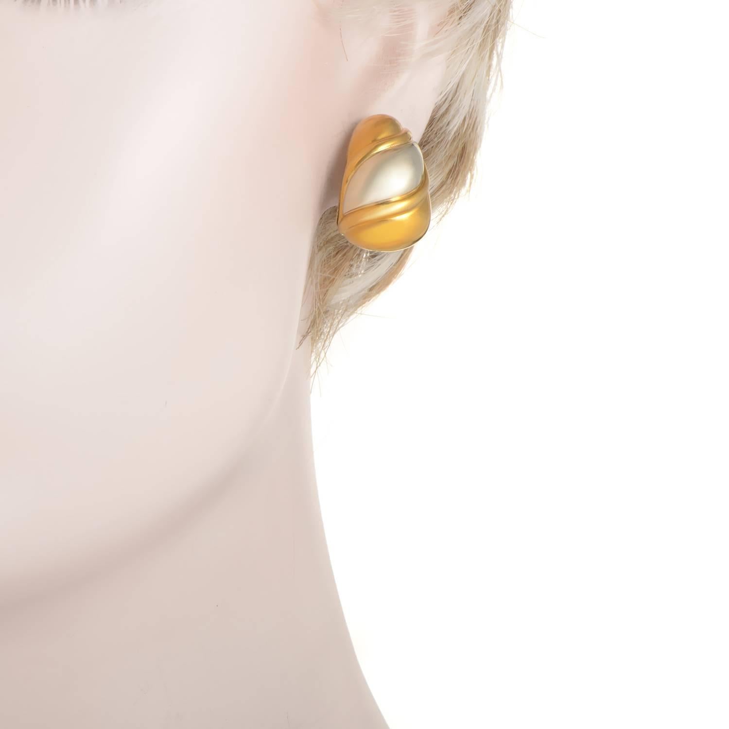 Women's Bulgari Two Color Gold Clip-On Earrings