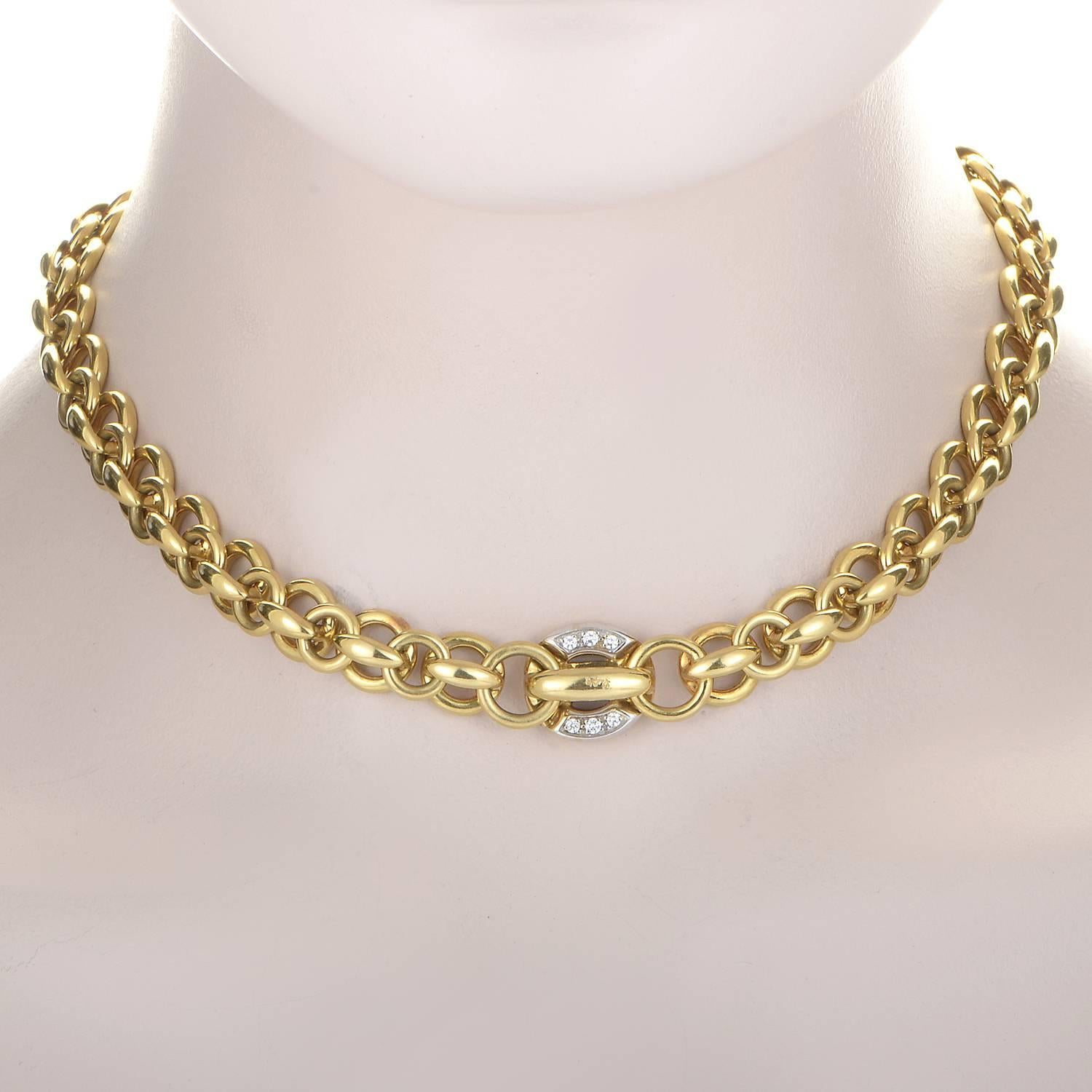 Women's Pomellato Multicolor Diamond Gold Link Collar Necklace