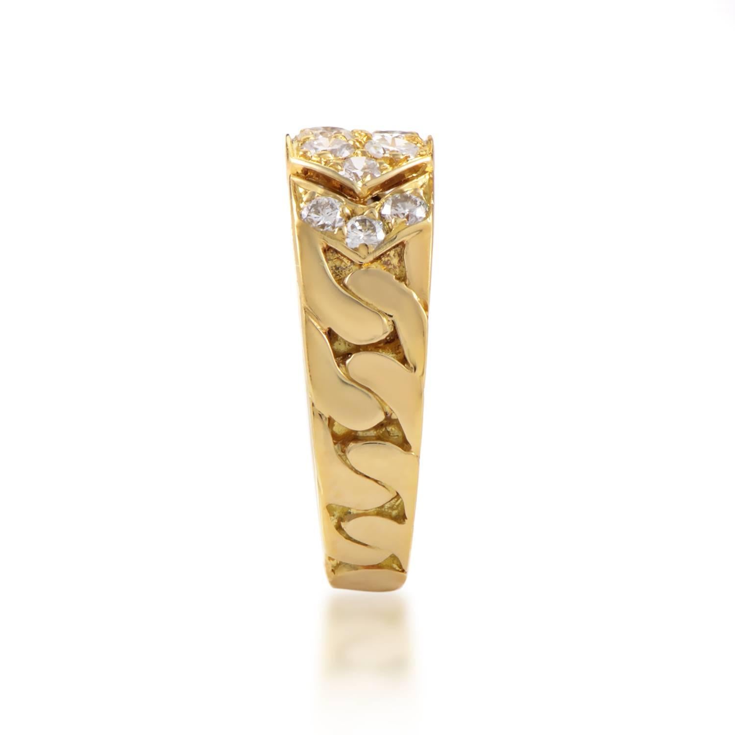 Van Cleef & Arpels Diamond Pave Gold Band Ring In Excellent Condition In Southampton, PA