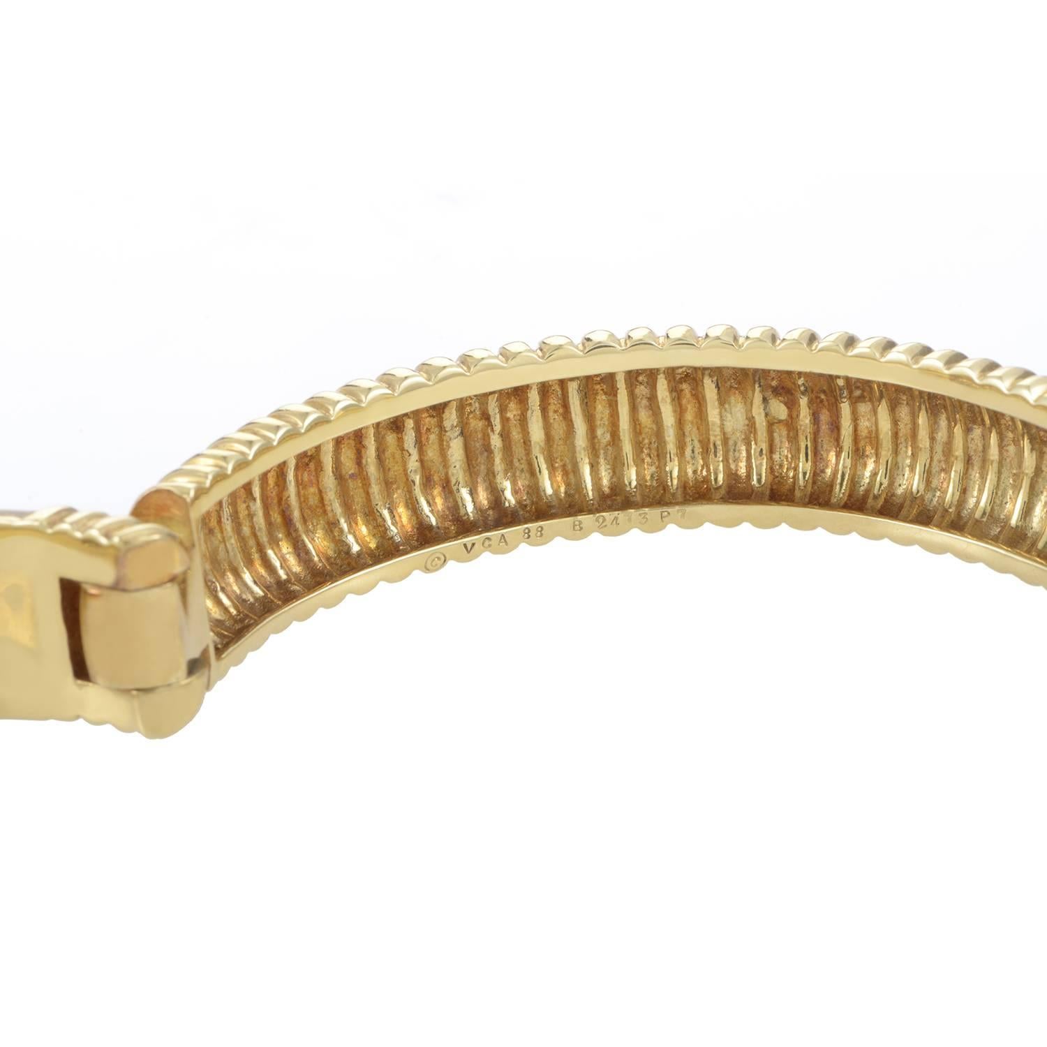 Women's Van Cleef & Arpels Mother of Pearl Diamond Gold Bangle Bracelet