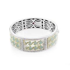 Roberto Coin Mother of Pearl Diamond Gold Wave Bangle Bracelet