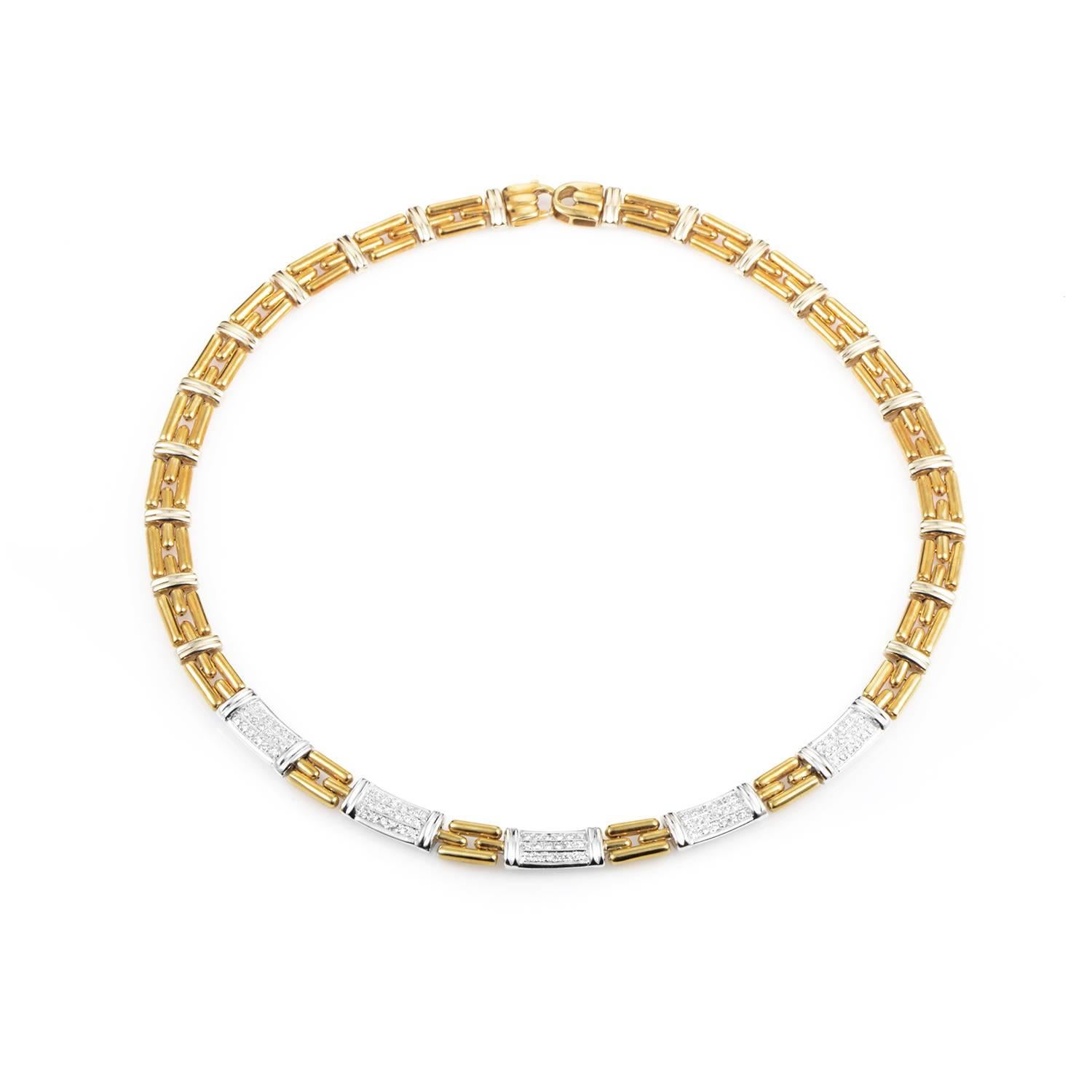 Chimento Multicolor Diamond Gold Link Necklace In Excellent Condition In Southampton, PA