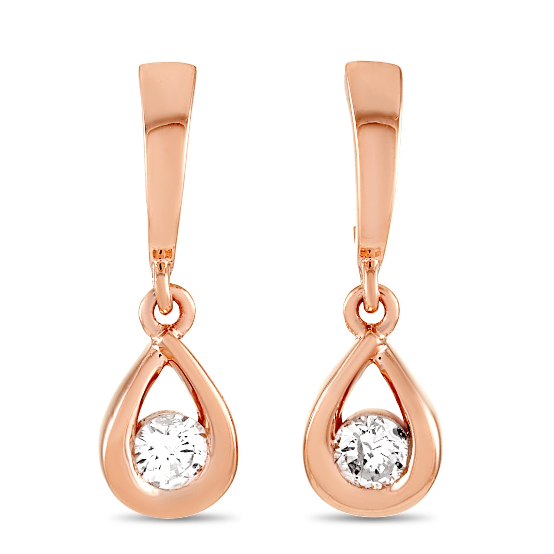 LB Exclusive Orecchini in oro rosa 14K con diamanti da 0,20 carati In condizioni Nuovo in vendita a Southampton, PA