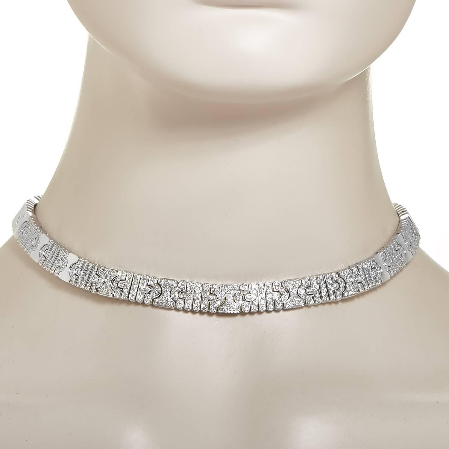 Bulgari Parentesi Diamond Gold Pave Choker Necklace at 1stdibs