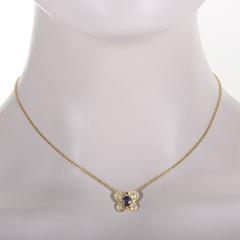 Graff Sapphire Diamond Gold Butterfly Pendant Necklace