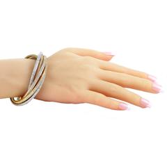 Diamond Pave Three Color Gold Rolling Bangle Bracelet