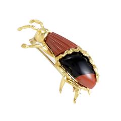 Brown Agate Brown Chalcedony Gold Insect Pin