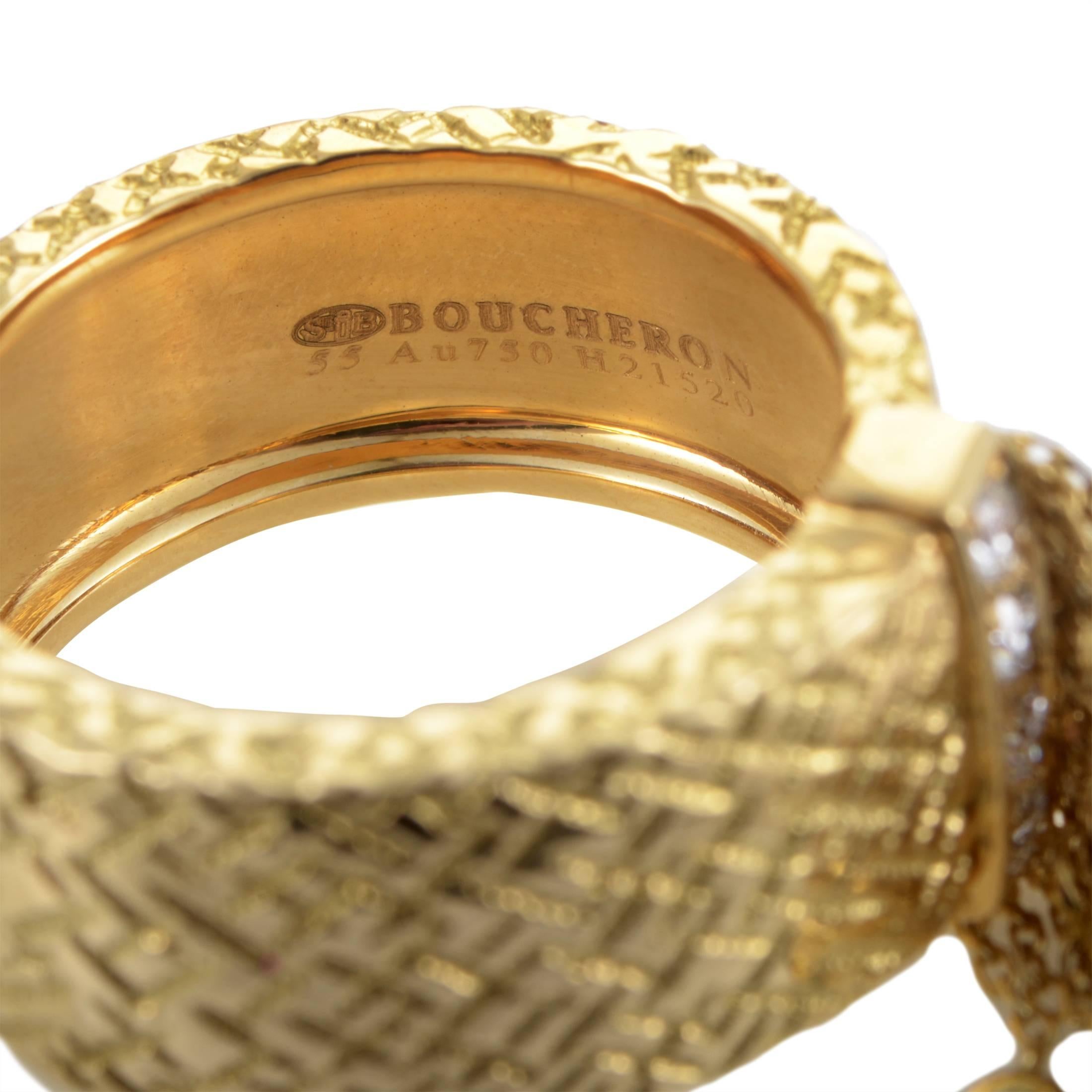 Women's Boucheron Delilah Diamond Gold Fringe Band Ring