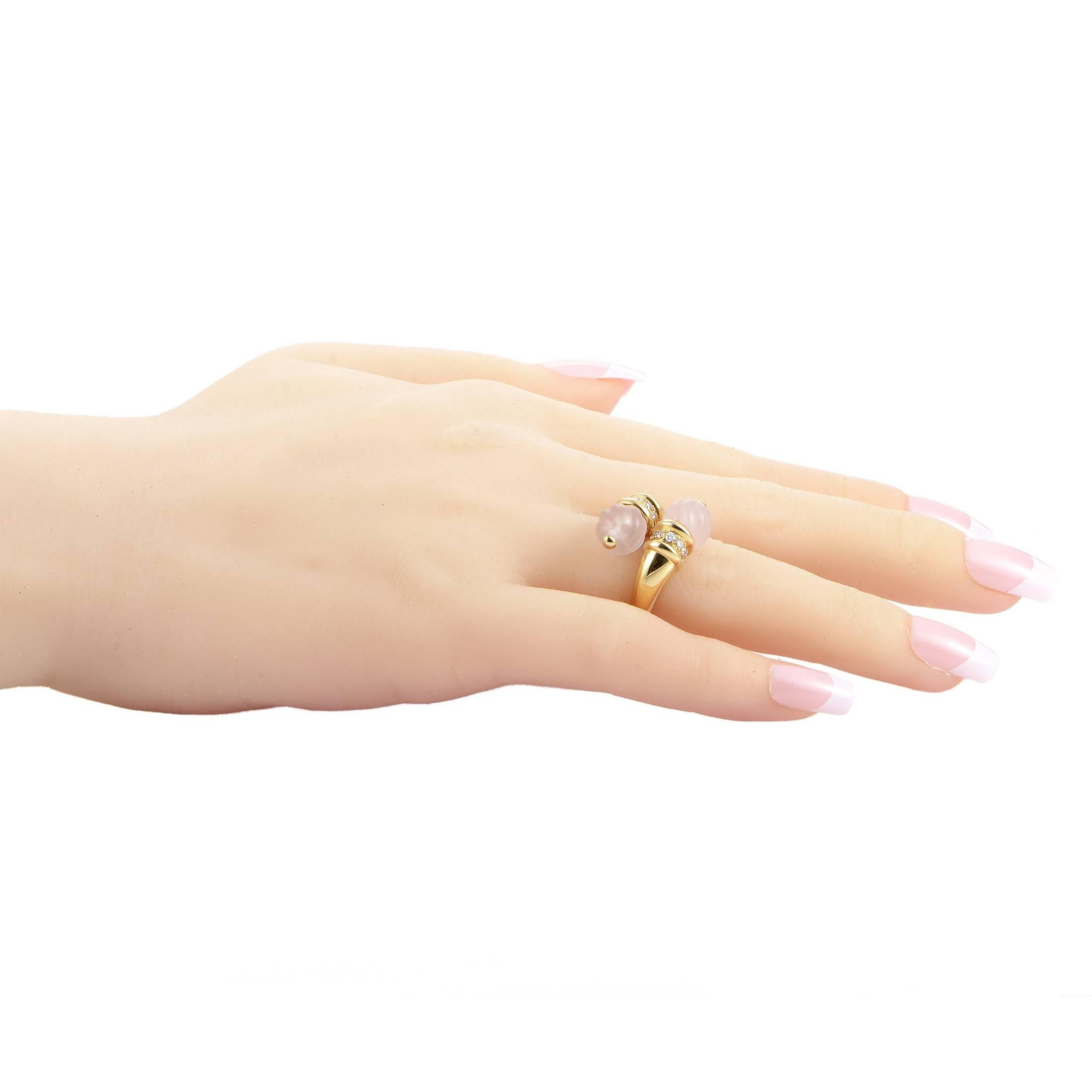 Women's Boucheron Crystal Diamond Gold Bypass Ring