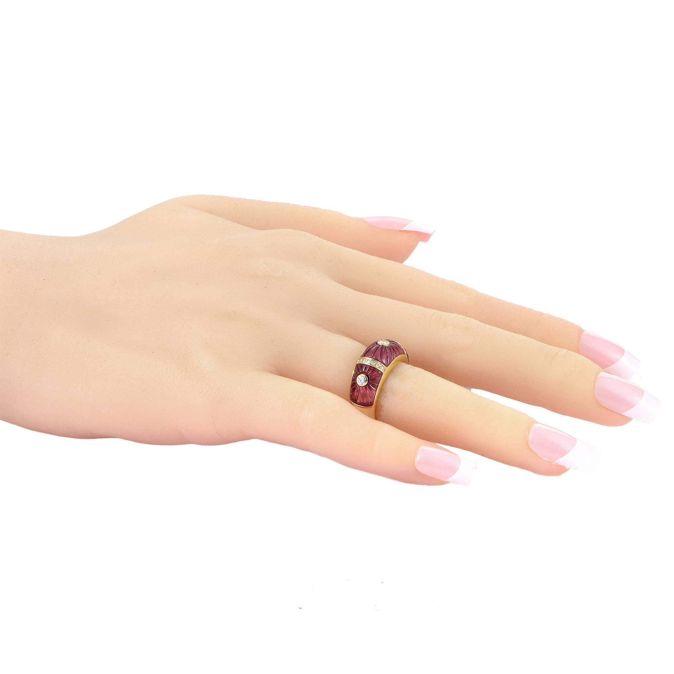 Women's Cartier Pink Tourmaline Diamond Gold Band Ring