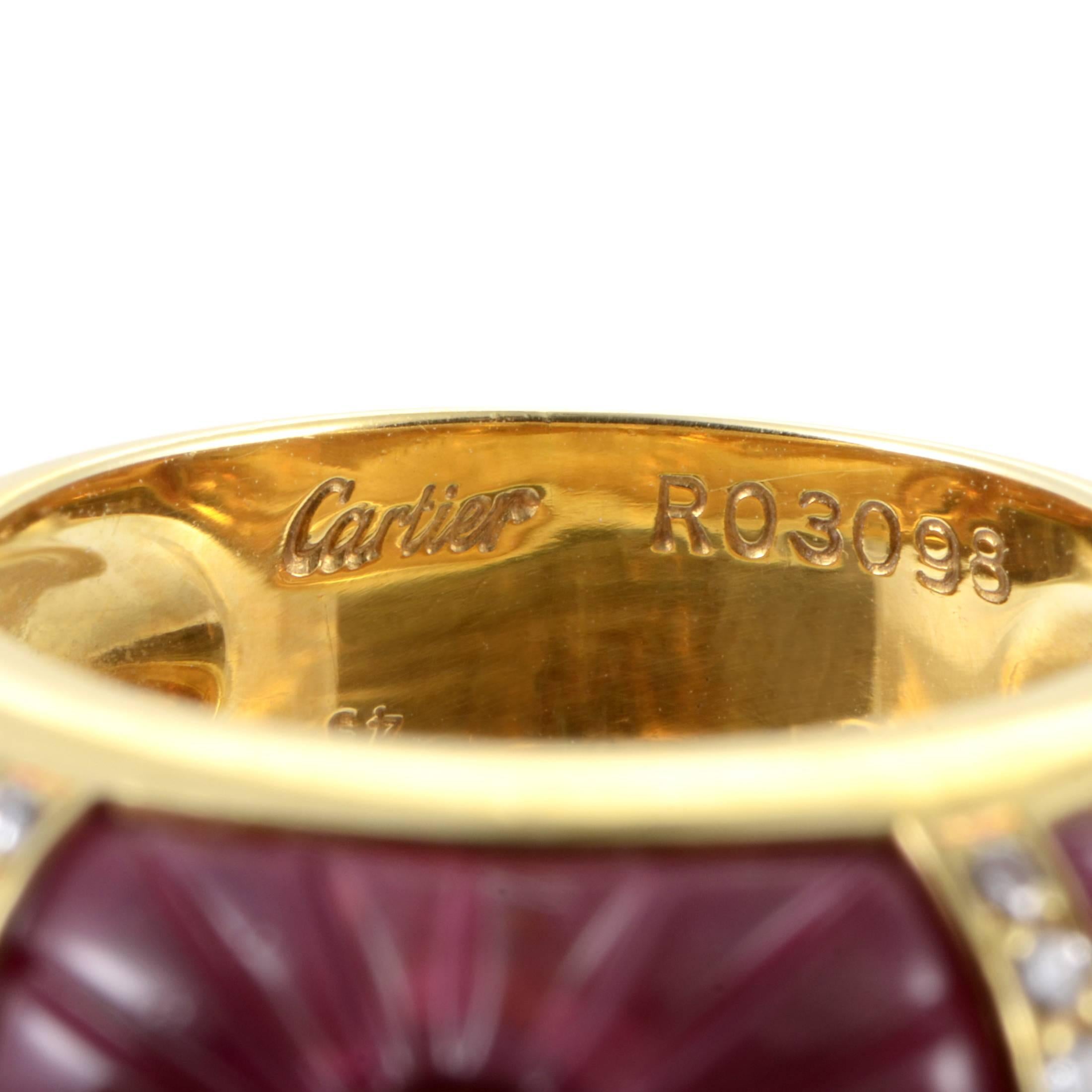 Cartier Pink Tourmaline Diamond Gold Band Ring 1