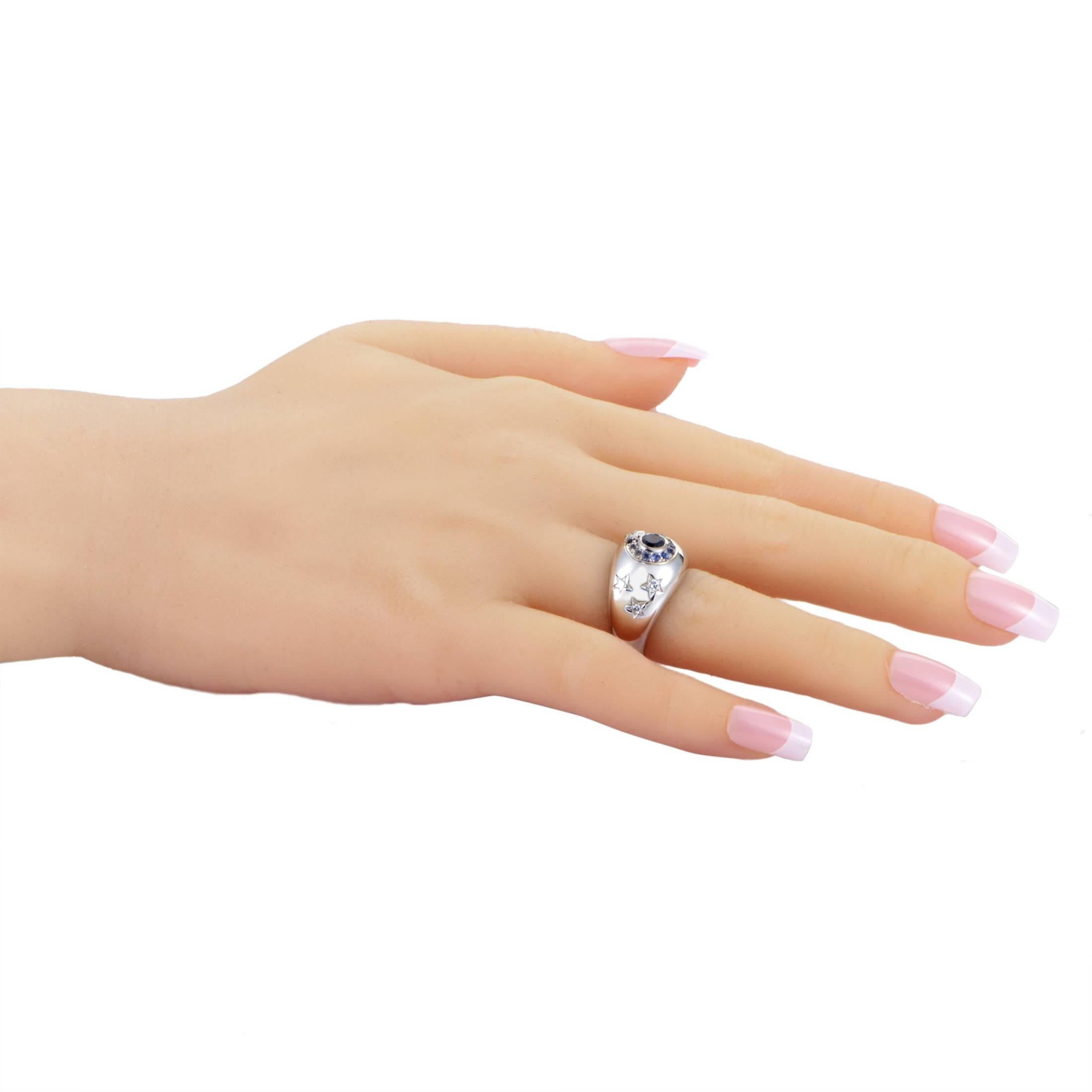 Women's Chanel Comete Sapphire Diamond Gold Band Ring
