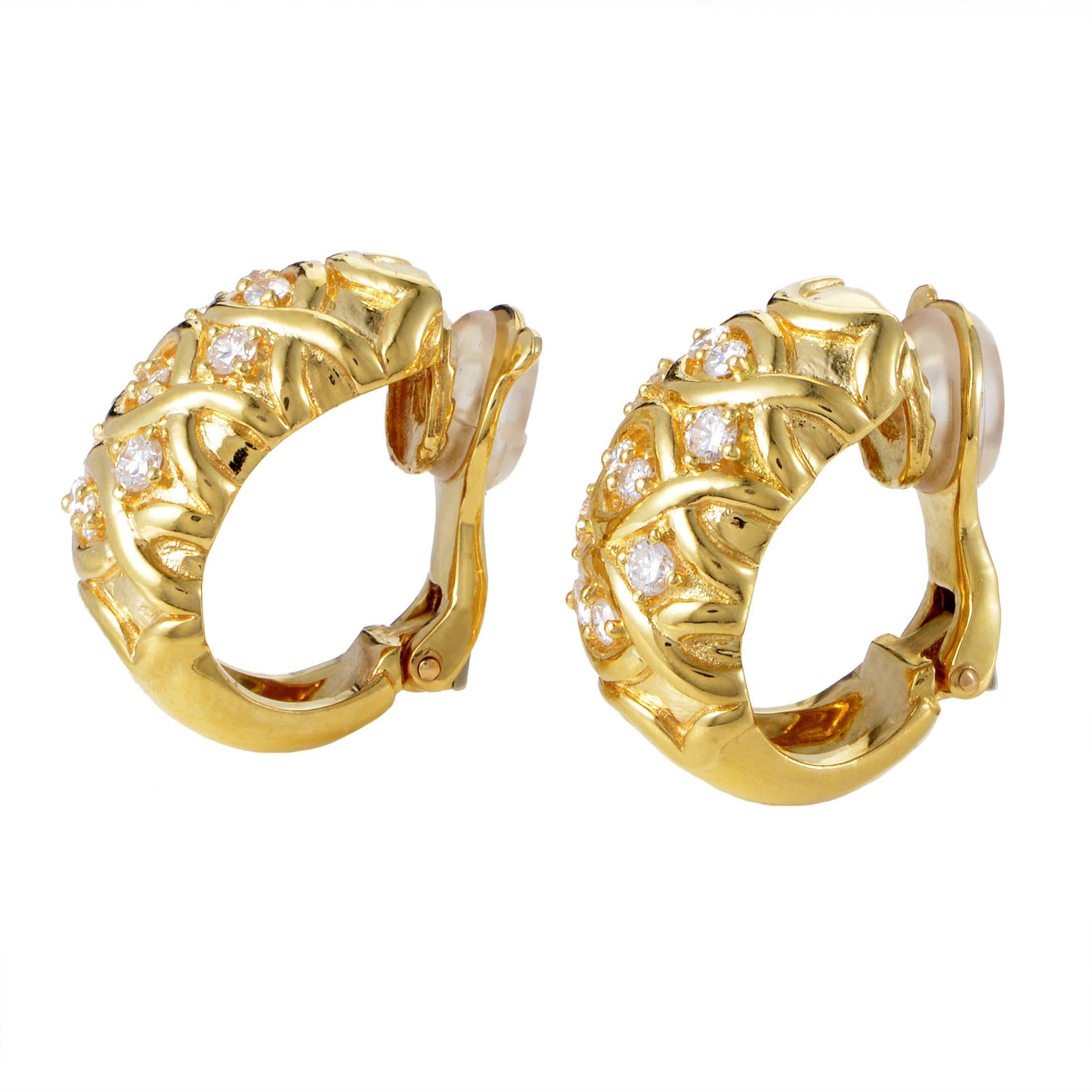 Dior Diamond Gold Clip-on Earrings In Excellent Condition In Southampton, PA