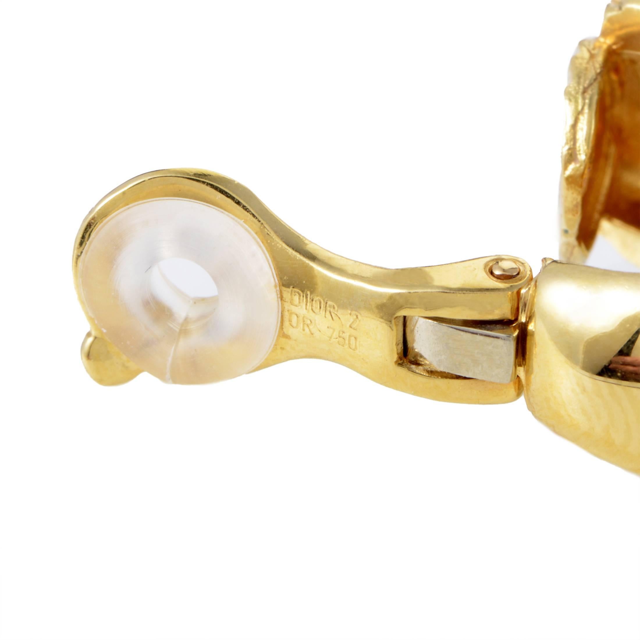 Women's Dior Diamond Gold Clip-on Earrings