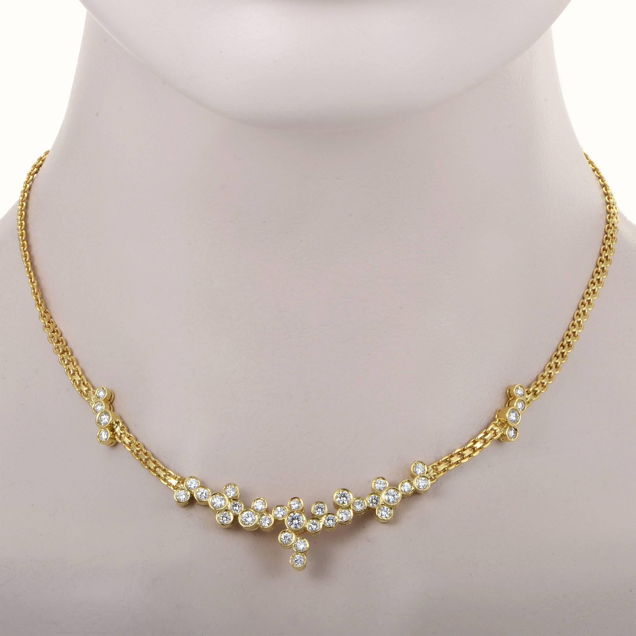 Dior Diamond Gold Cluster Necklace In Excellent Condition In Southampton, PA