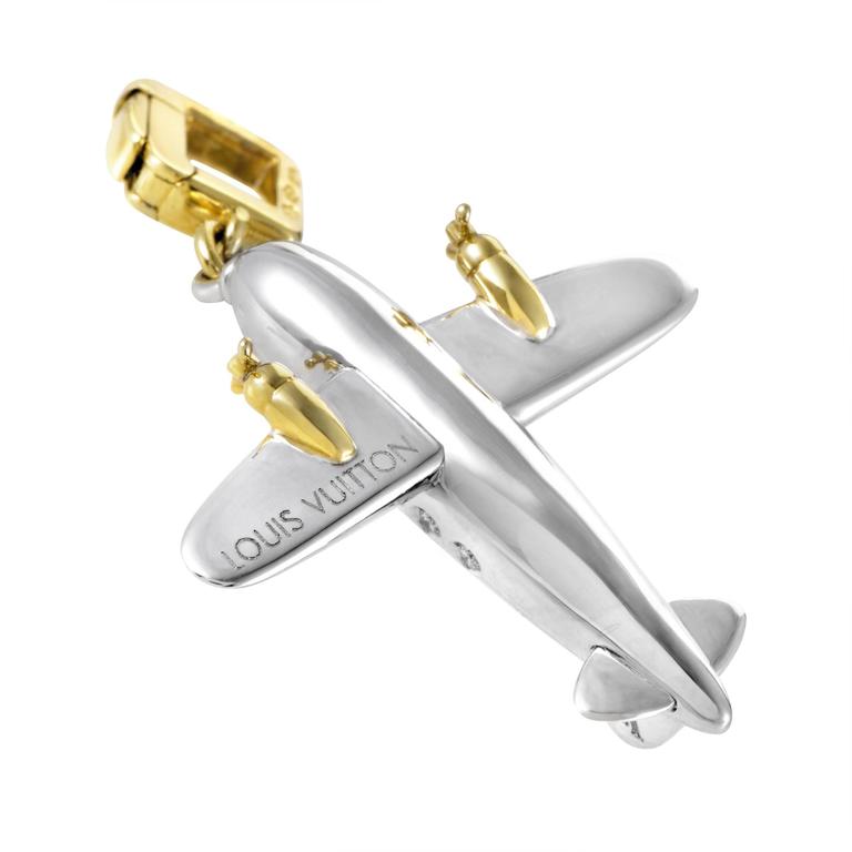 Louis Vuitton Airplane Diamond Charm Gold Pendant